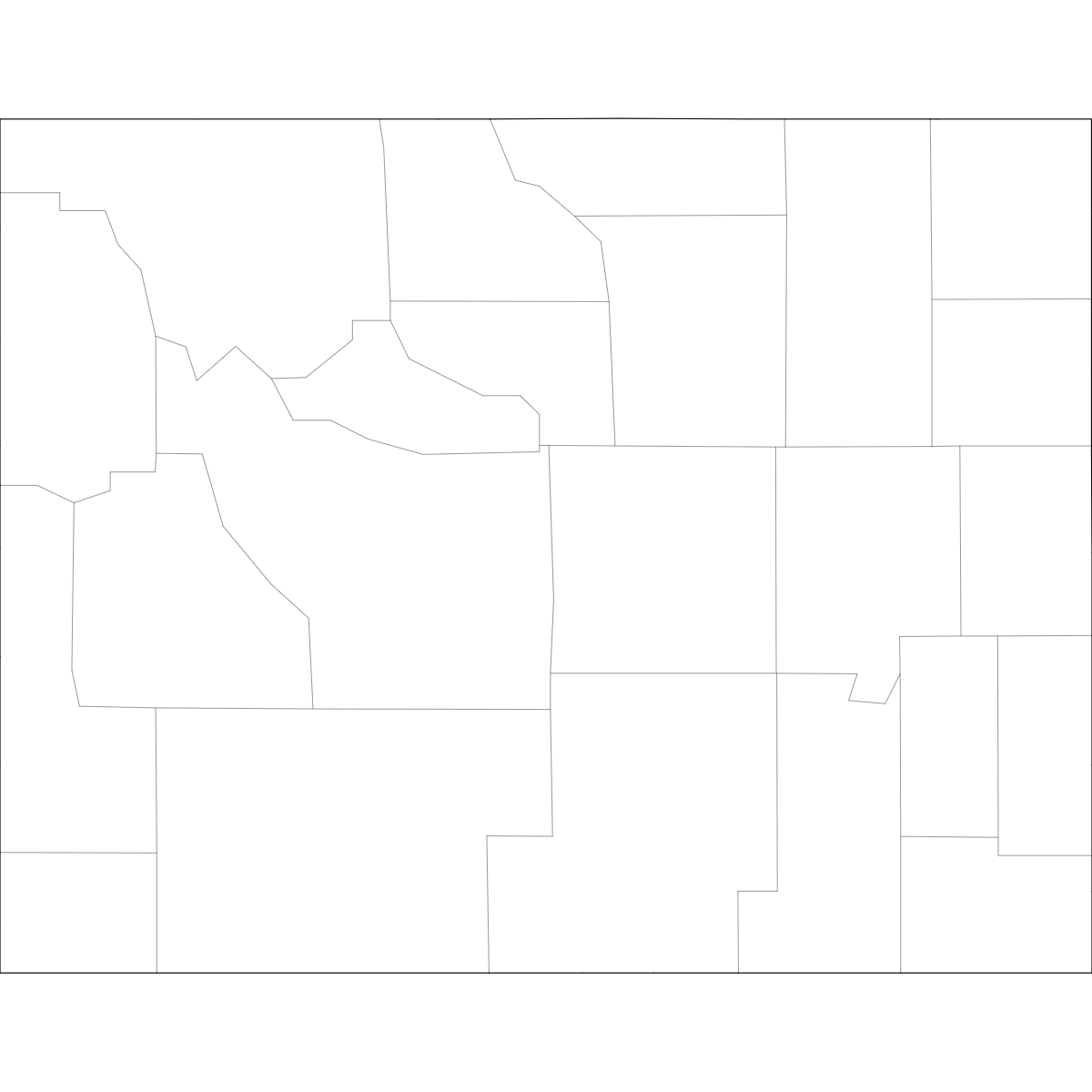 Outlined Map of Wyoming Counties