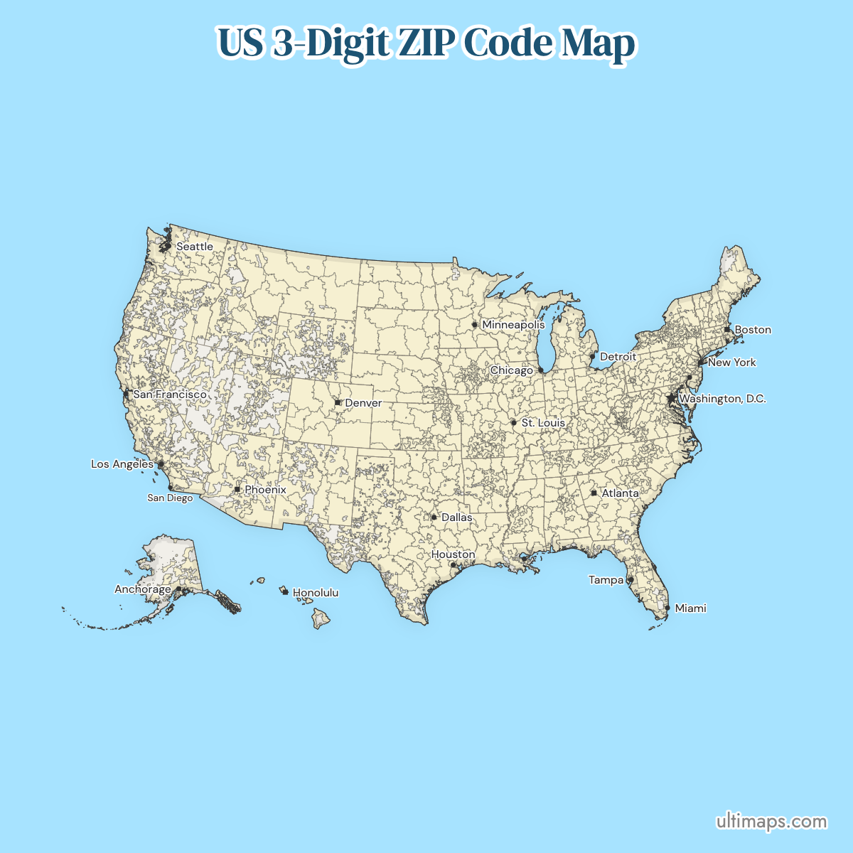 US 3-Digit ZIP Code Map