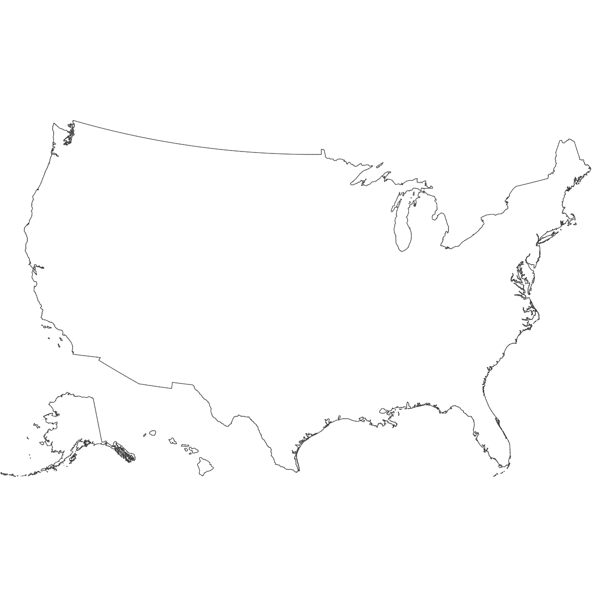 Outline map of the US