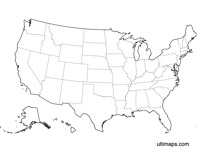 Preview of Blank Map of the United States (A4)