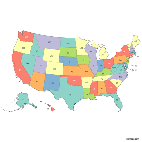 Preview of Labeled Map of the United States