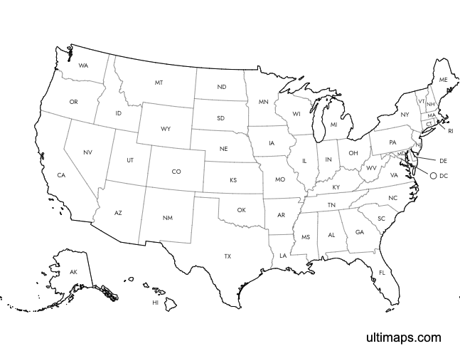 Preview of Labeled Map of the United States (Letter)