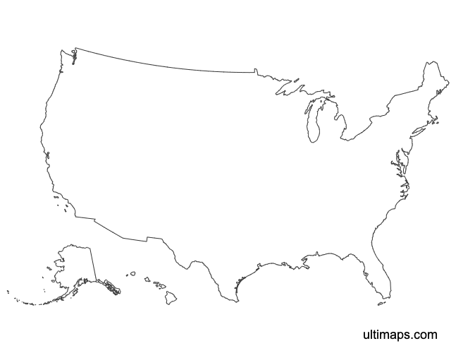 Preview of Outline Map of the United States (A4)