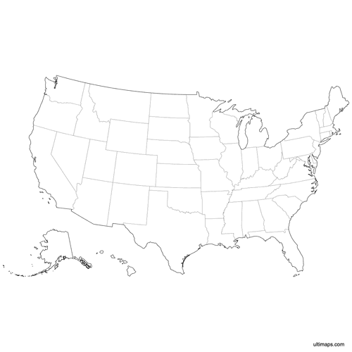 Preview of Outlined Map of the United States