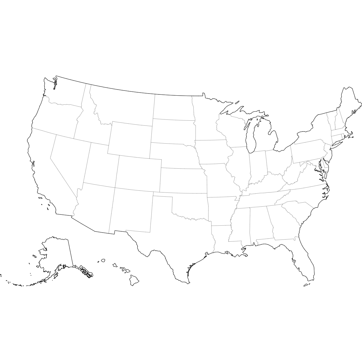Wireframe Map of the United States