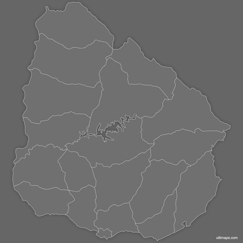 Preview of Blank Map of Uruguay Deparments (Dark)
