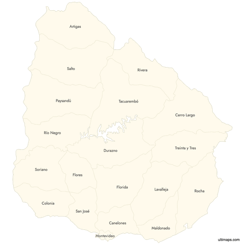 Preview of Labeled Map of Uruguay Deparments