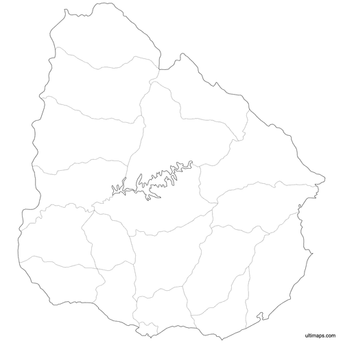 Preview of Outlined Map of Uruguay Deparments