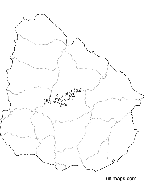Preview of Outlined Map of Uruguay Deparments (Letter)