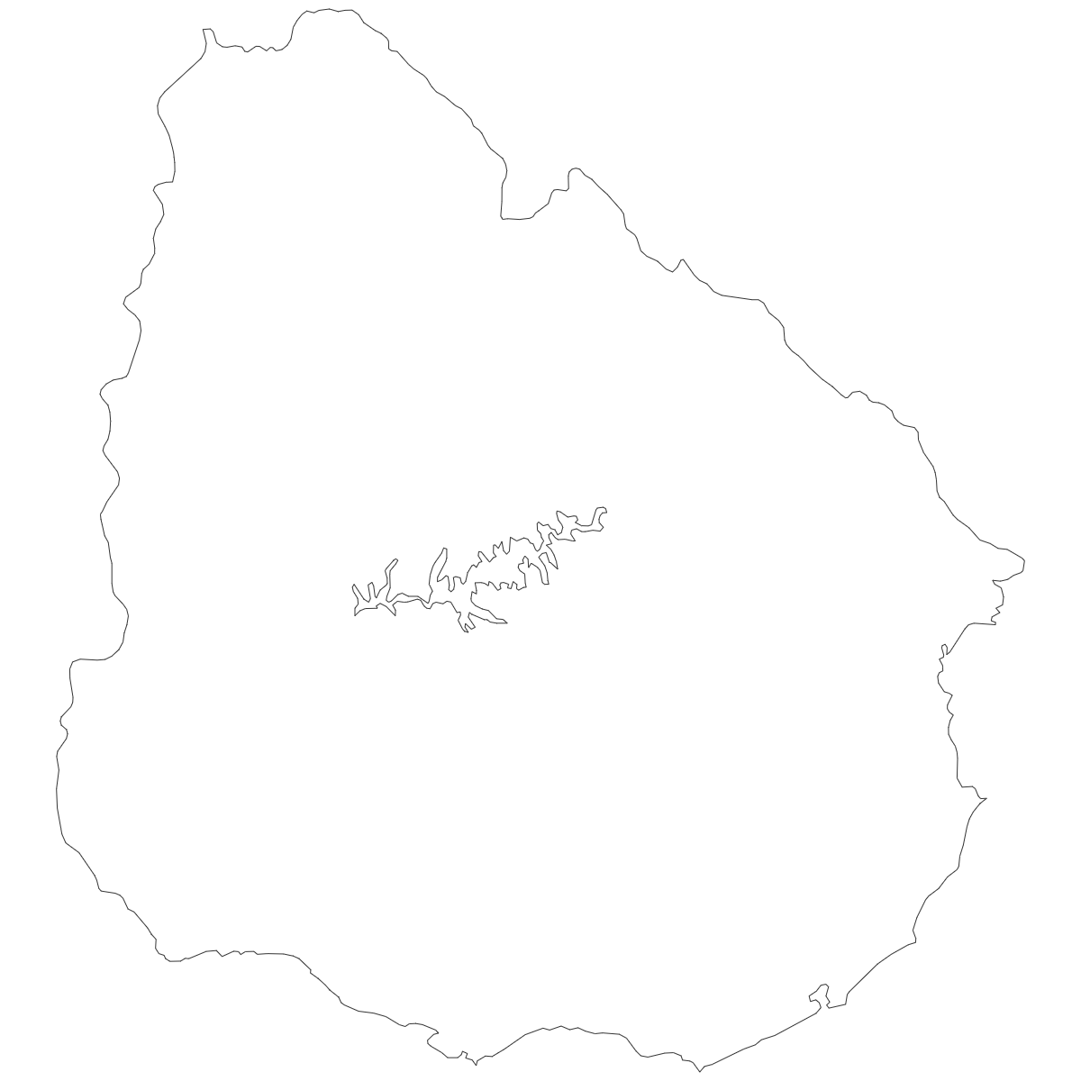 Outline Map of Uruguay Deparments