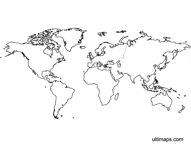 Preview of Blank Map of the World Continents (Letter)