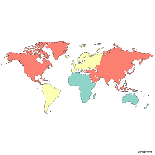 Preview of Colored Map of the World Continents
