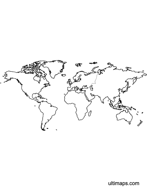 Preview of Labeled Map of the World Continents (Letter)
