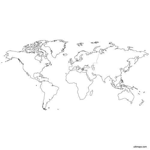 Preview of Outlined Map of the World Continents