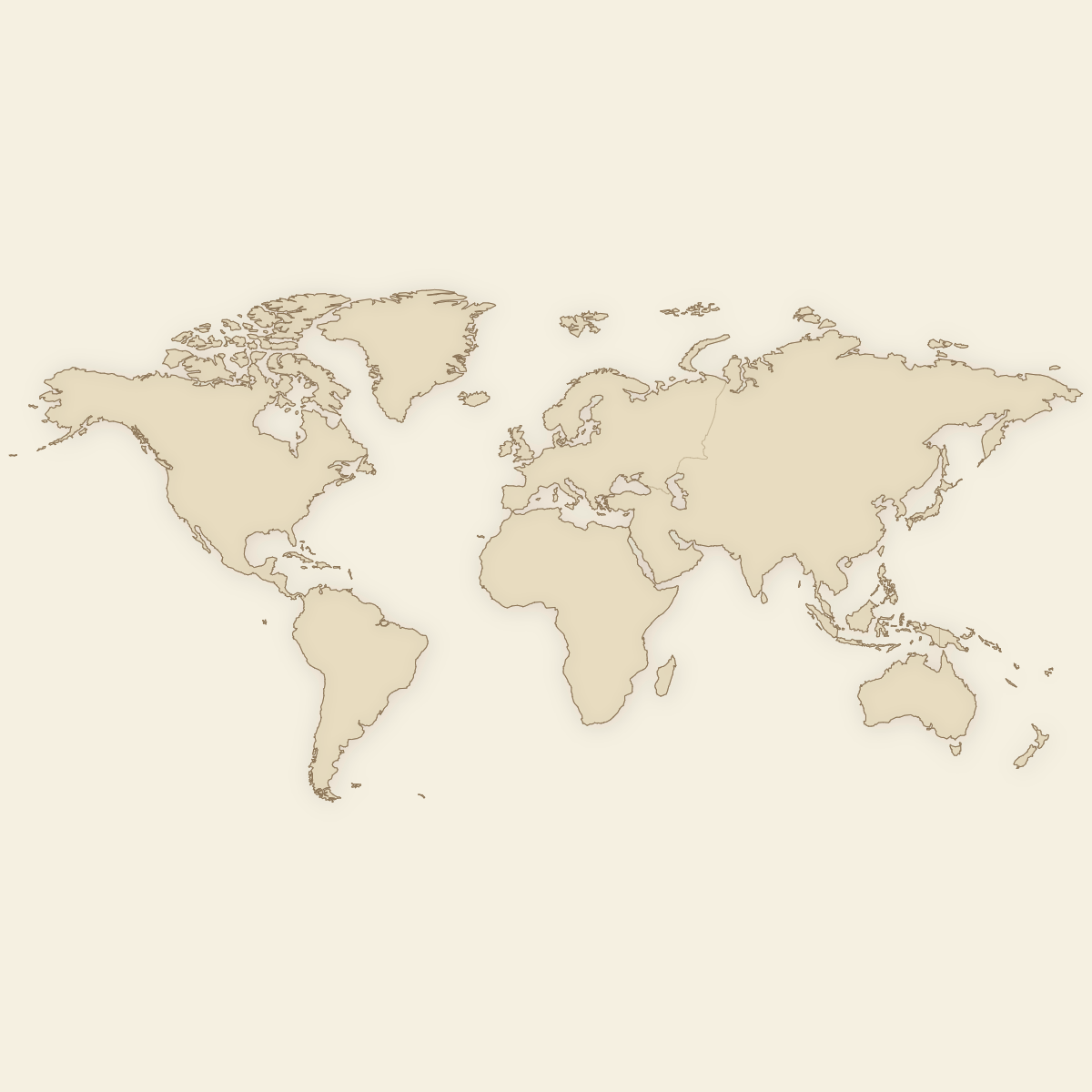 Styled Map of the World Continents (Vintage Theme)