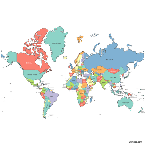 Preview of Labeled Map of the World