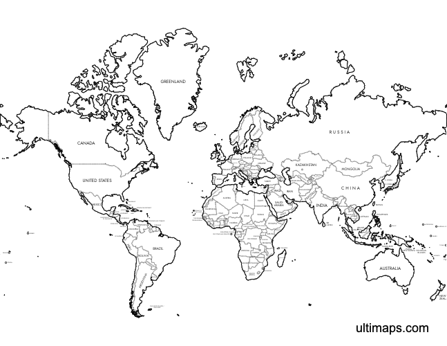 Preview of Labeled Map of the World (A4)
