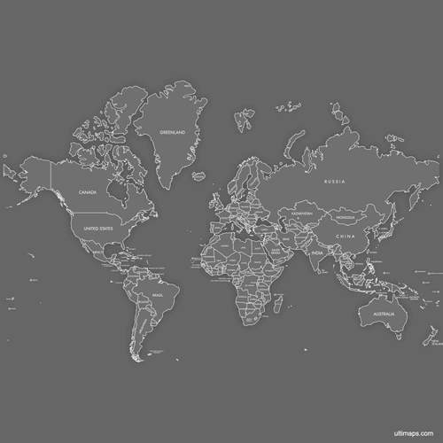 Preview of Labeled Map of the World (Dark)