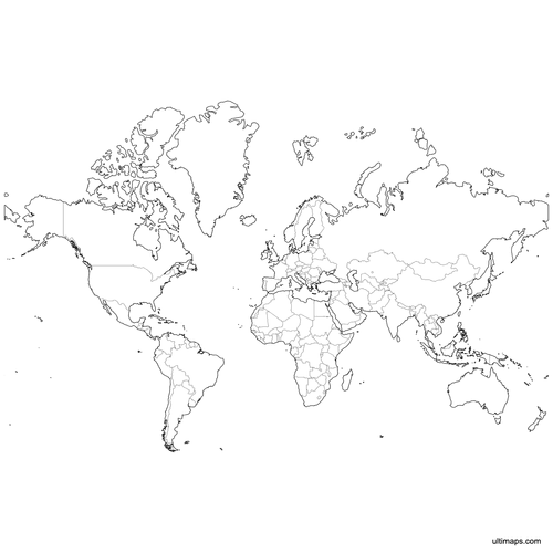Preview of Outlined Map of the World